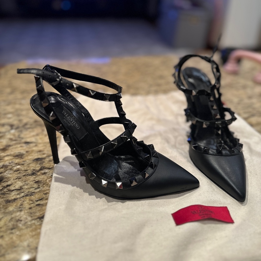 Valentino Black Rockstud Heels